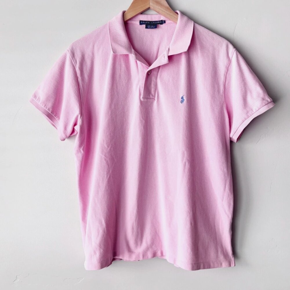 Polo Ralph Lauren Men's Pink Polo Shirt Blue Label Pony Logo Preppy Old Money XL